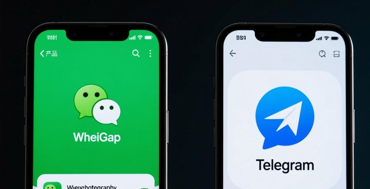 Telegram 与微信界面功能对比展示